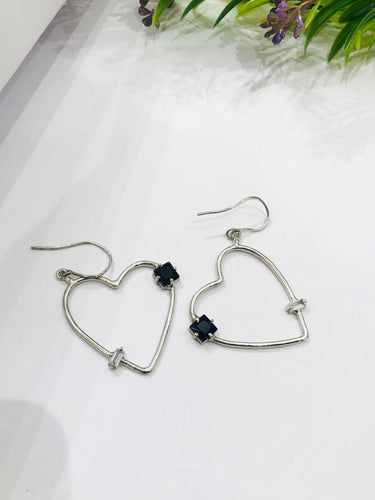 Heart Hoop Stone Earrings